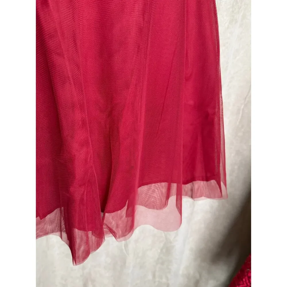 Tulip B Unique Vintage Red Mesh A-line Swing Skirt L NWT